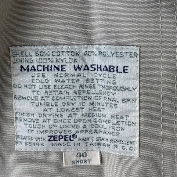 Vintage Misty Harbor Trench Coat Mens 40 Short Beige Rain Jacket Zepel Treated
